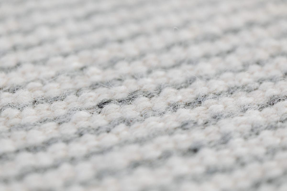 Close view of a deep chenille door mat pile absorbing water